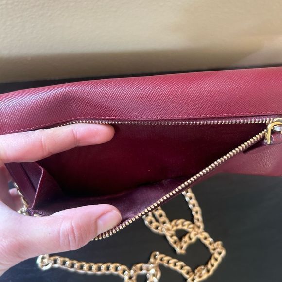 Prada Milano Made in Italy Wine Red Snap Wallet with unbranded chain - Picture 10 of 16